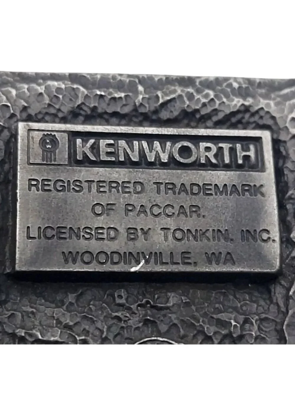 Kenworth Semi Truck Belt Buckle Silvertone Red Enamel Tonkin Bergamot W-420 1992